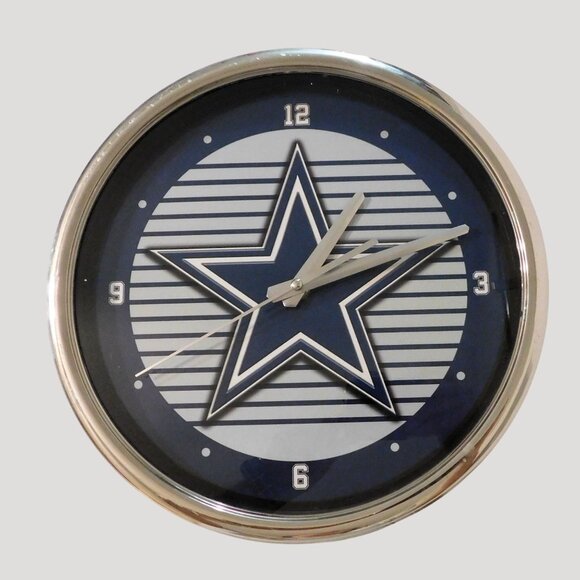 Dallas Cowboys Wall Clock Sports Star Logo 11.5" Diameter Stand Or Hang - Picture 1 of 5